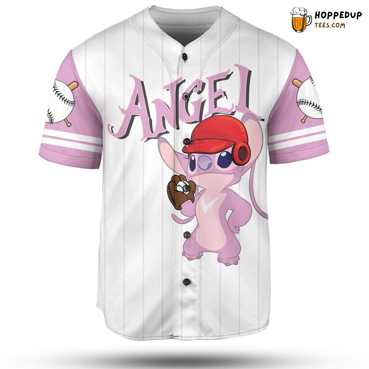 Angel Stitch Girlfriend Pinstripe Baseball Jersey White Unisex