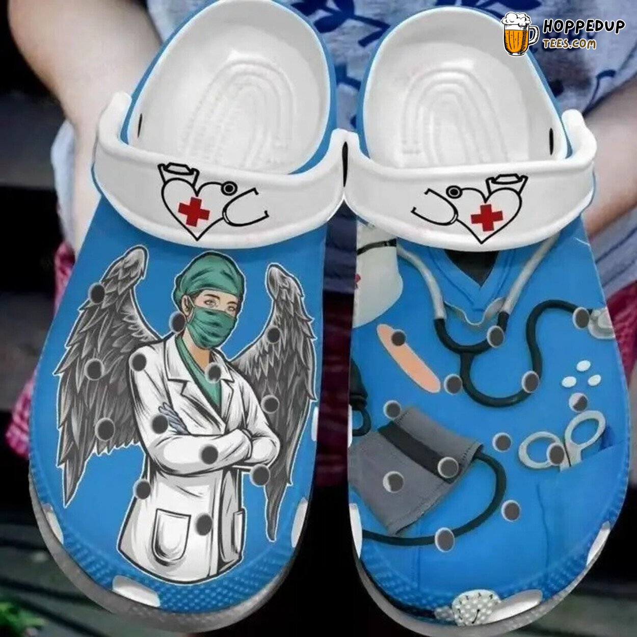 Angel Wing Nurse Themed Comfort Clogs Healthcare Professional Footwear