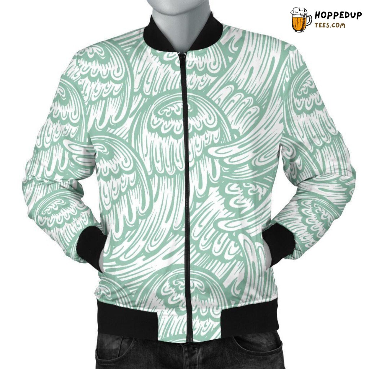 Angel Wing Pattern Print Design Men’s Unique Stylish Bomber Jacket