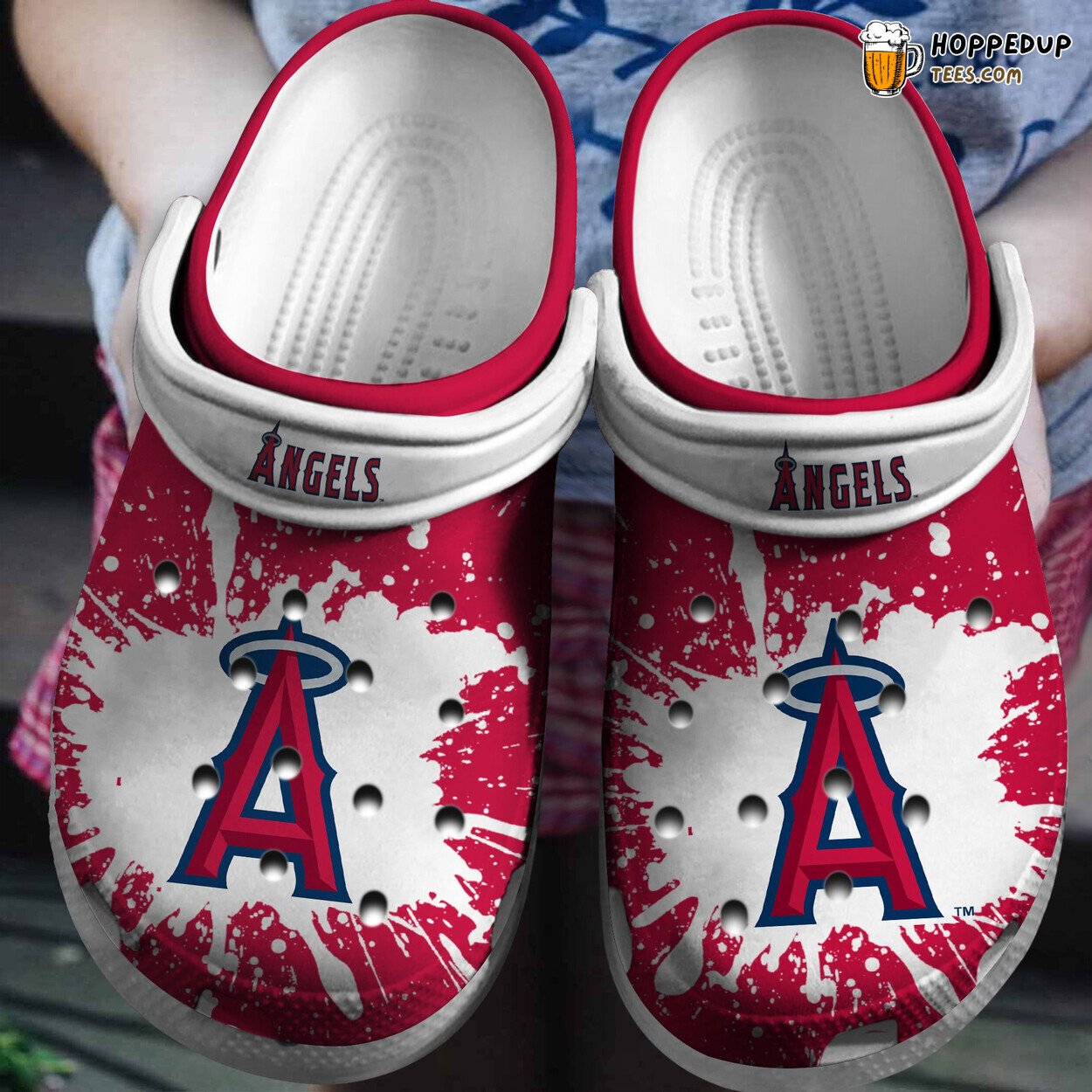 Angels WhiteRed Custom Name Stylish Comfortable Clog Shoes Unique