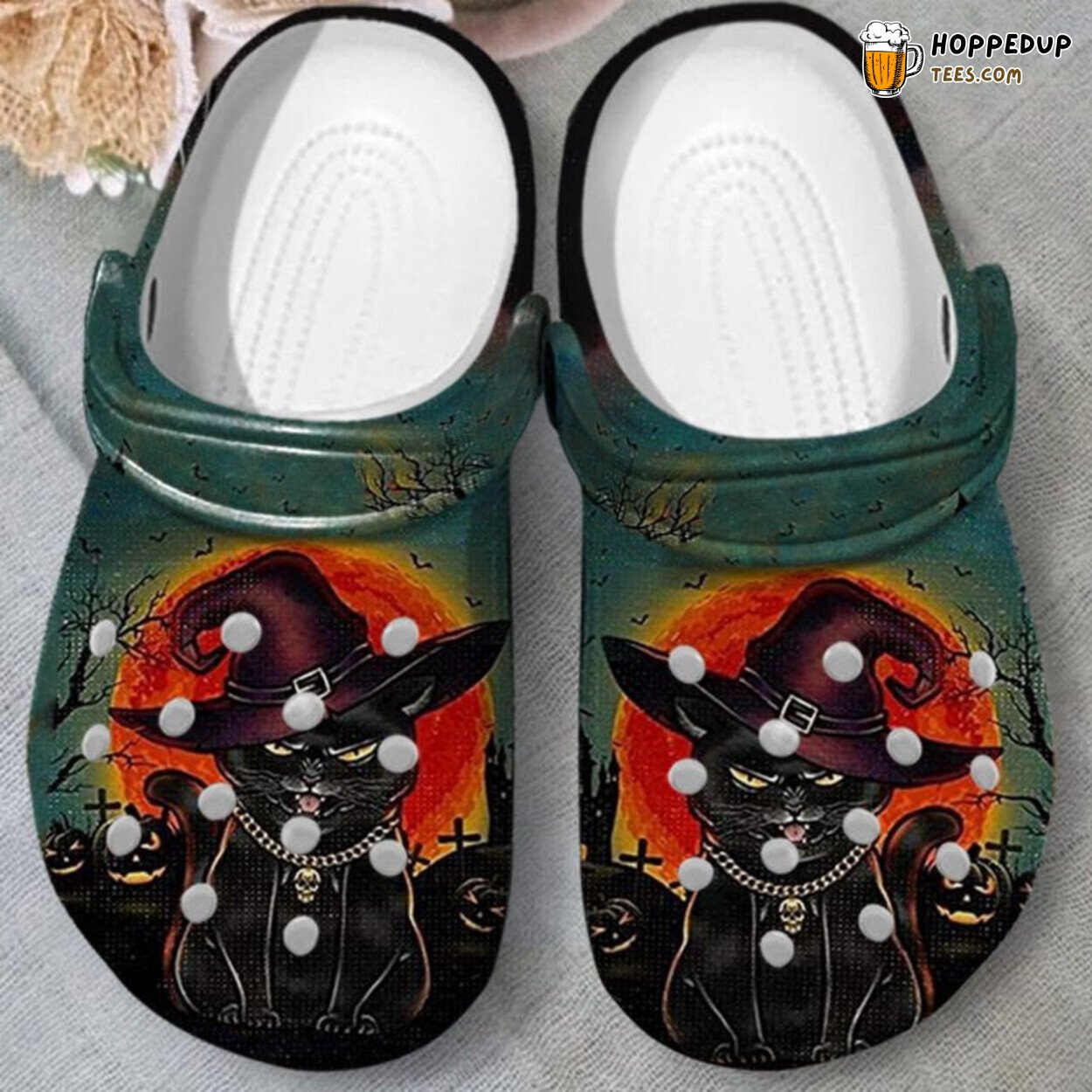 Angry Black Cat Night Halloween Themed Comfortable Unique Clogs