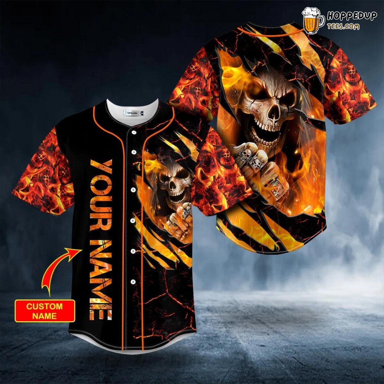 Angry Crack Fire Lava Skull Baseball Jersey Viking 3D Tees Unique Design Wear