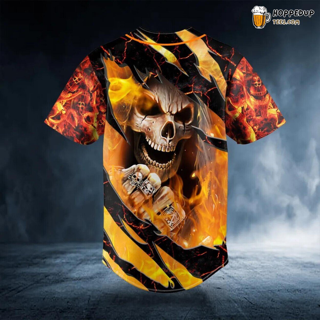 Angry Crack Fire Lava Skull Baseball Jersey Viking 3D Tees Unique Design Wear
