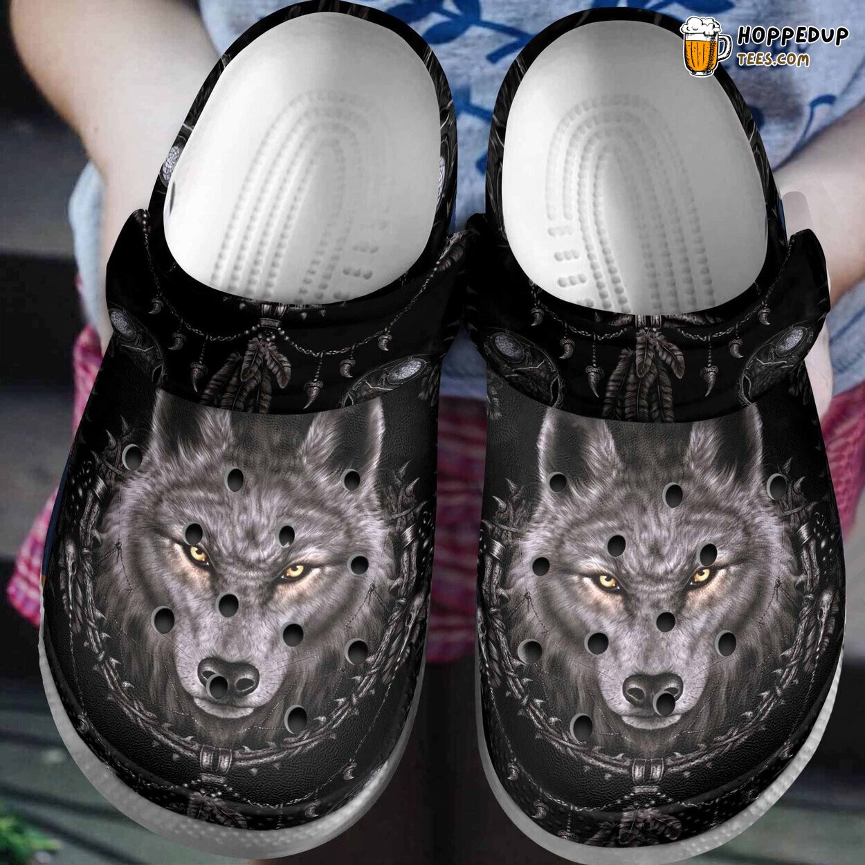 Angry Grey Wolf Dark Theme Comfortable Unique Clog Shoes Gift