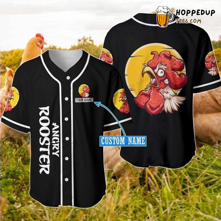 Angry Rooster Art Baseball Jersey Personalized Distinctive Unique Look