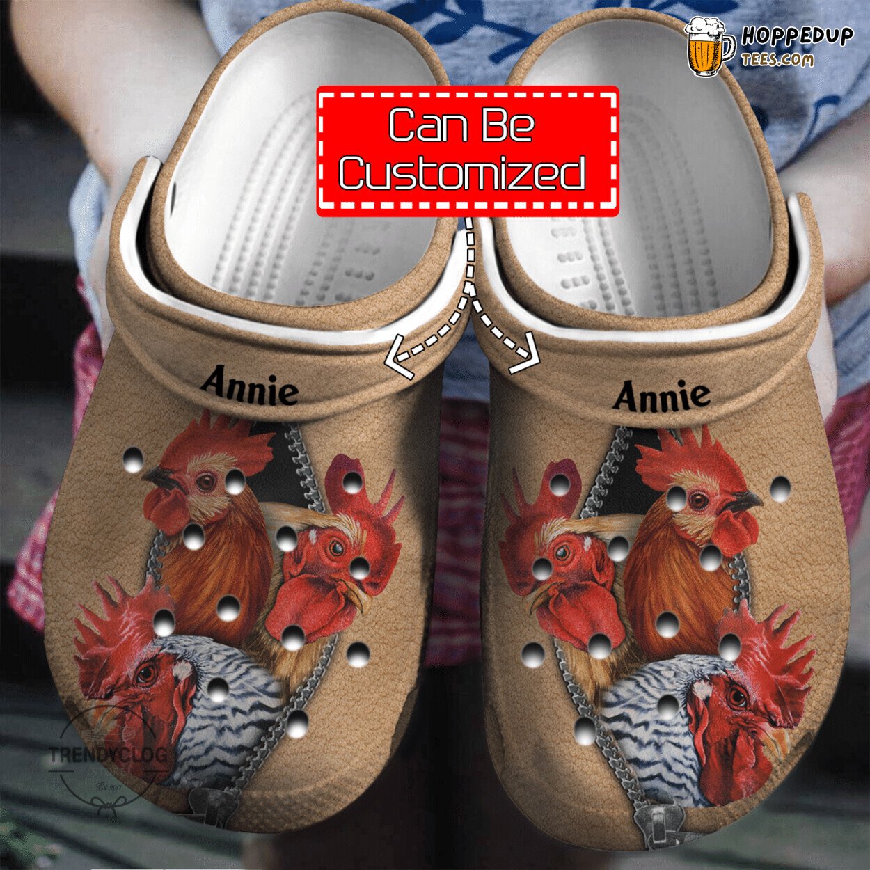 Animal Chicken Zipper Personalized Comfortable Unique Clogs Shoes Design