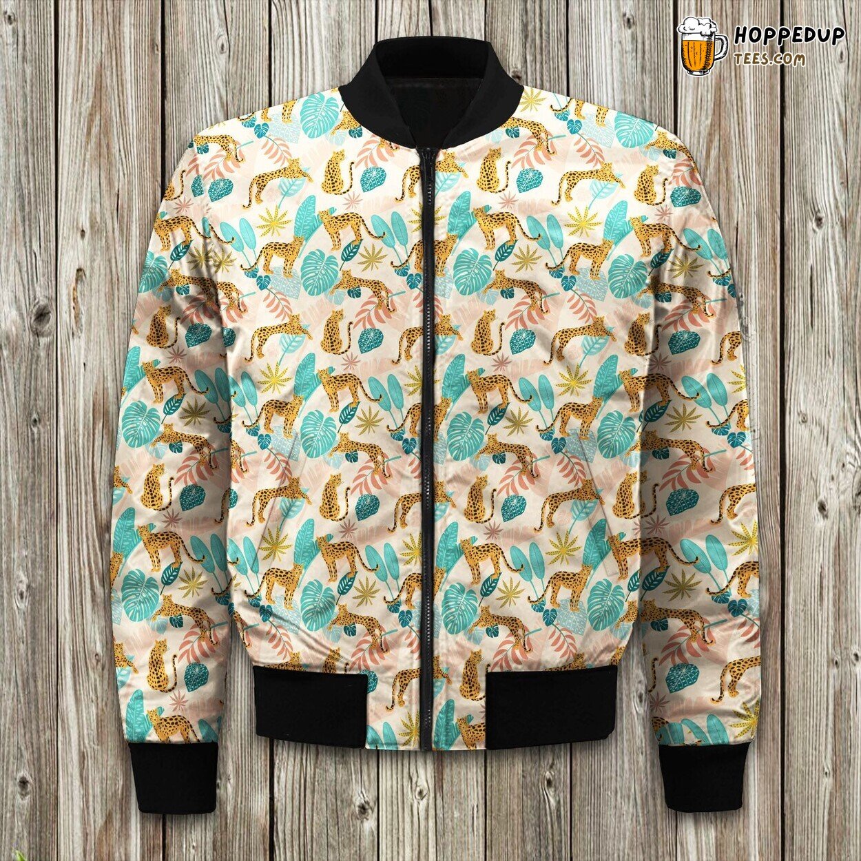 Animal Leopard Flower Bomber Jacket