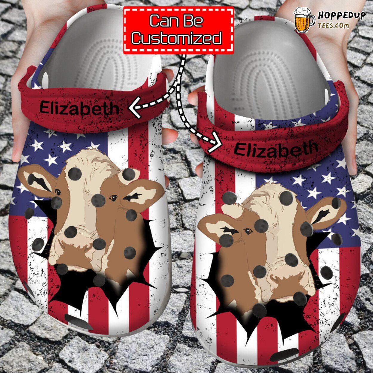 Animal Patriotic Cow Inside Me Personalized Comfortable Unique Clogs