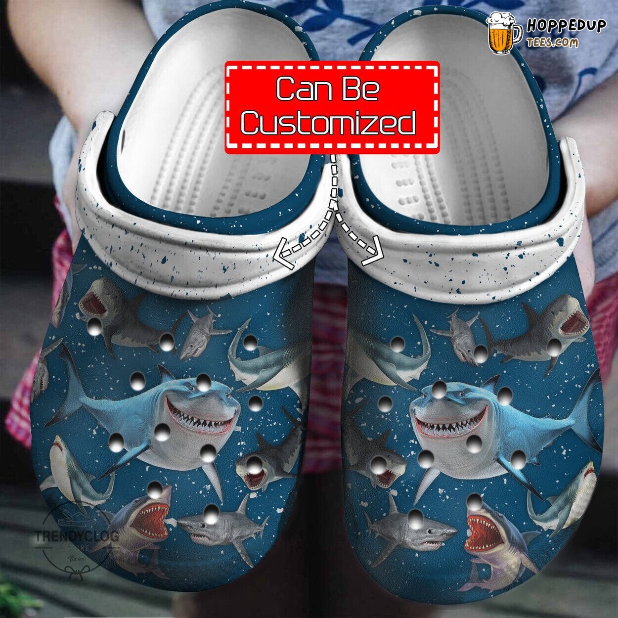 Animal Personalized Blue Shark Lovers Comfortable Clog Shoes Design