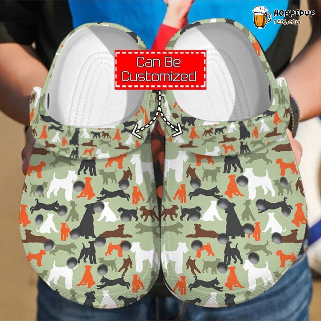 Animal Print Airedale Terrier Camo Themed Comfortable Clog Shoes