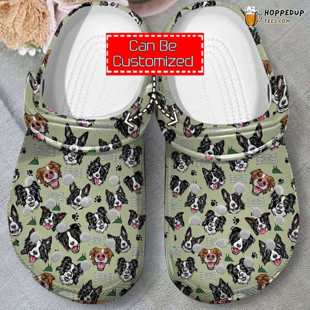 Animal Print Border Collie Pattern Comfortable Unique Design Clog Shoes
