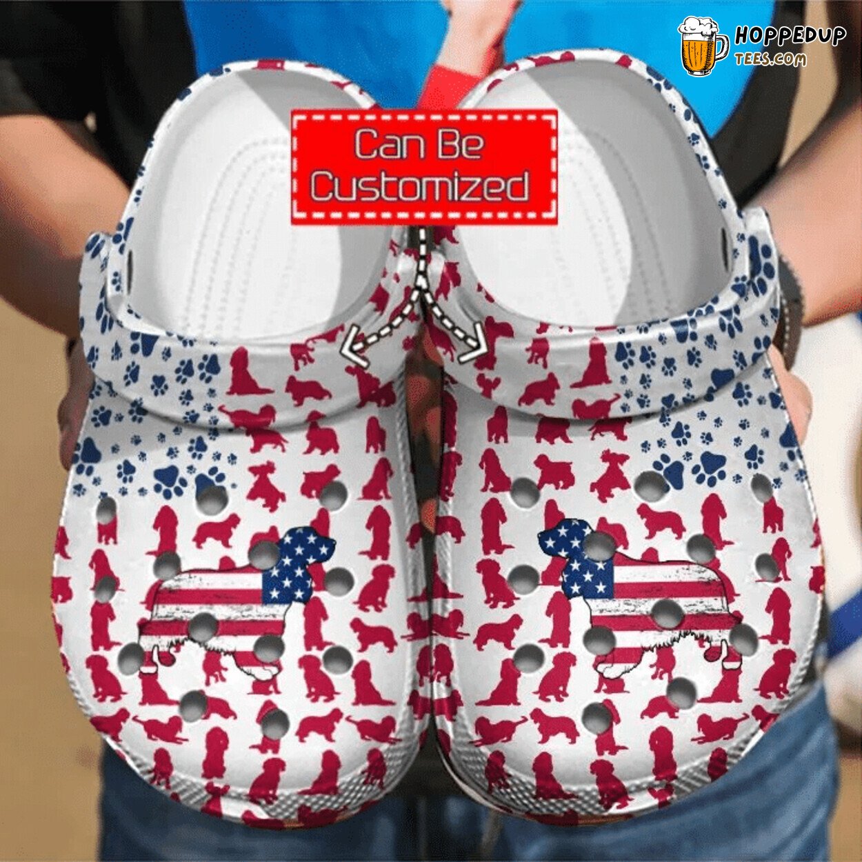 Animal Print Cocker Spaniel American Flag Themed Comfortable Clog Shoes