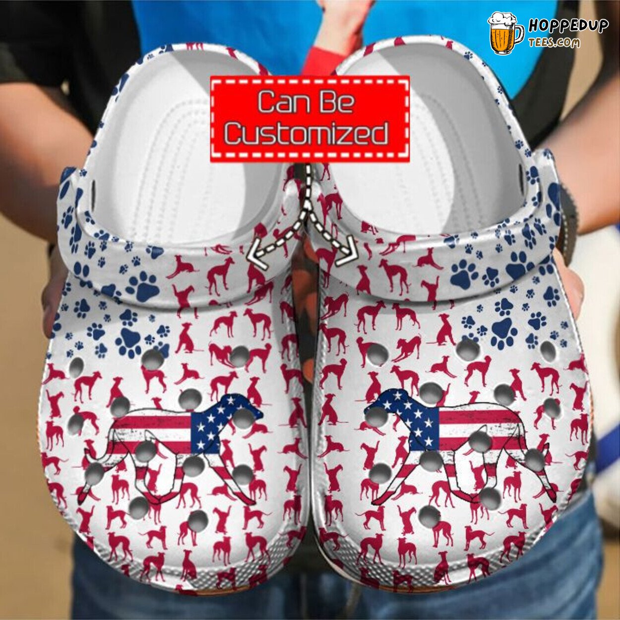 Animal Print Doberman American Flag Themed Comfort Clog Shoes
