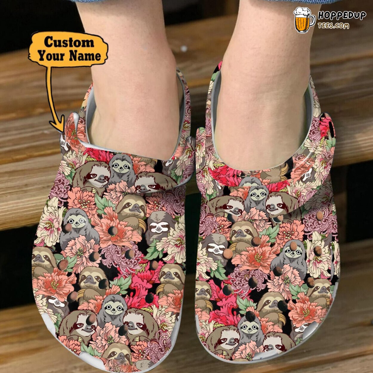 Animal Print Sloth Floral Croc Style Comfortable Unique Design Clogs