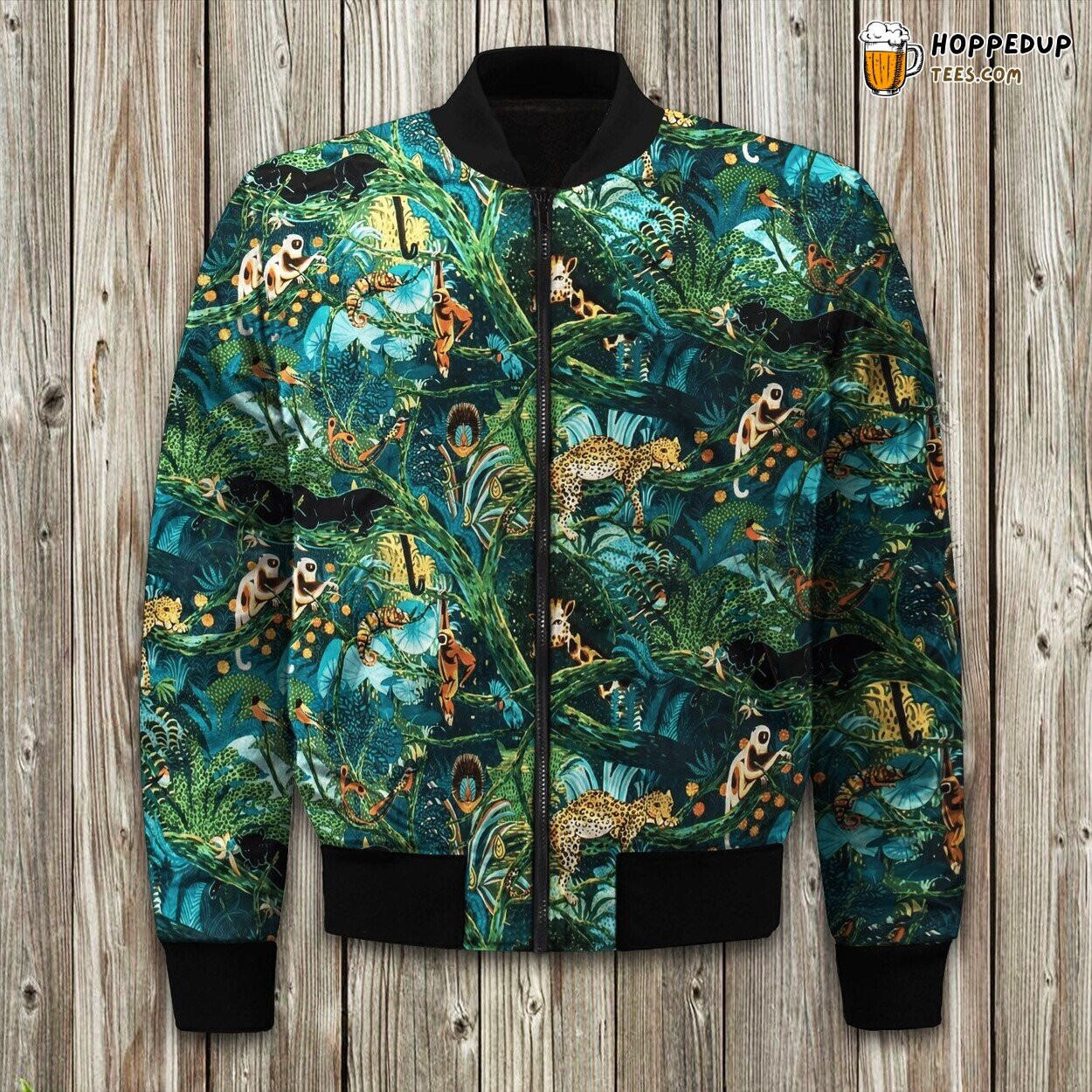 Animal Print Tufted Velvet Bomber Jacket