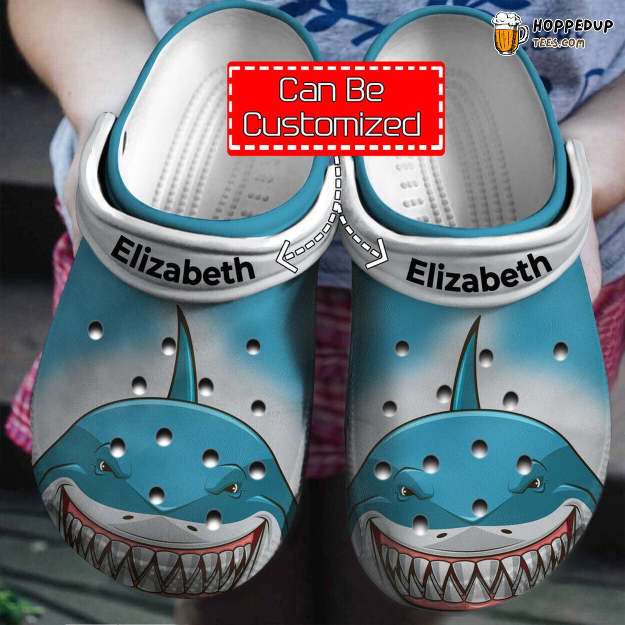 Animal Shark Face Print Personalized Name Unique Clogs Shoes