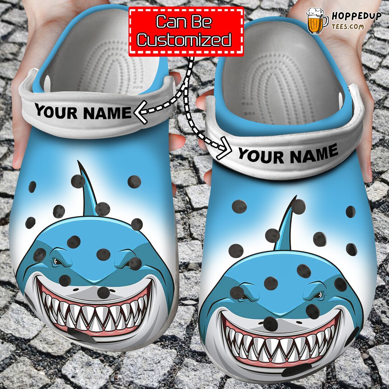 Animal Shark Face Print Personalized Your Name Clogs Shoes