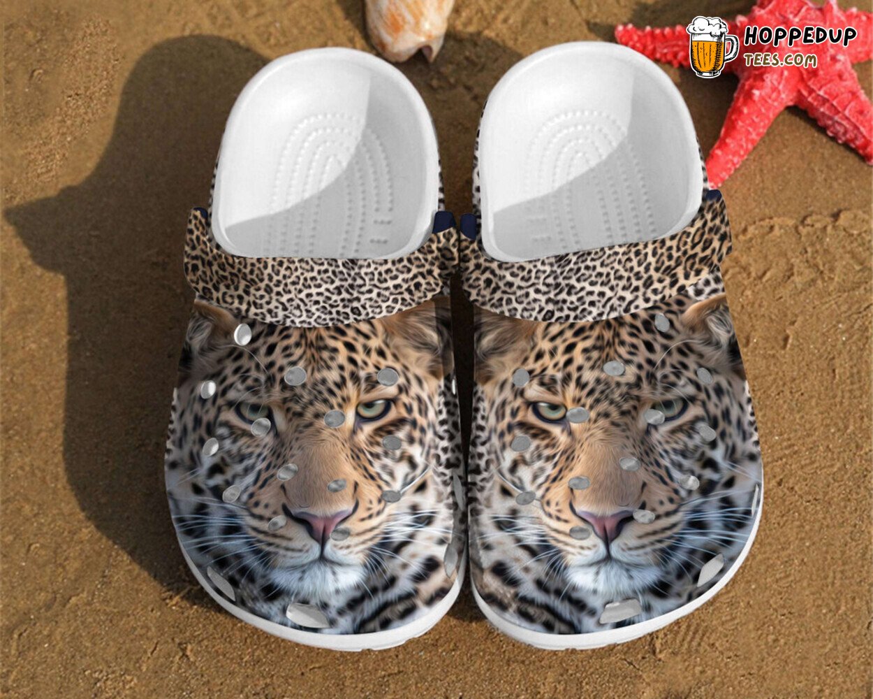 Animals African Leopard Themed Rubber Clog Shoes Comfy Footwear for Wildlife