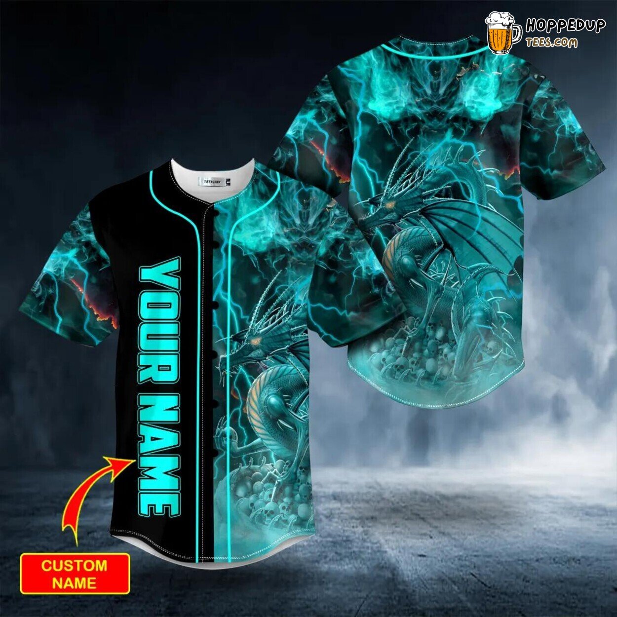 Animated Lightning Dragon Unique Skull Baseball Jersey Design Edition