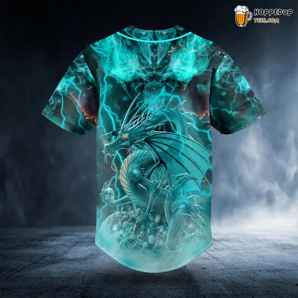 Animated Thunder Dragon Skull Baseball Jersey Viking 3D Print Unique Tee