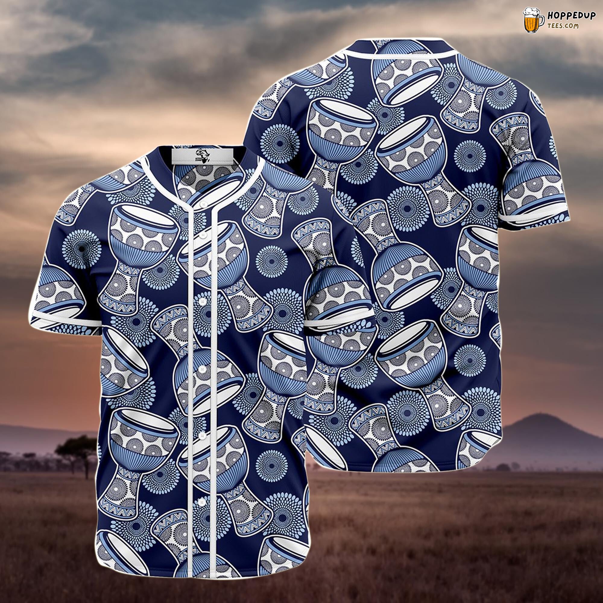 Ankara Pattern Djembe Baseball Tee Jersey Shirts 3D
