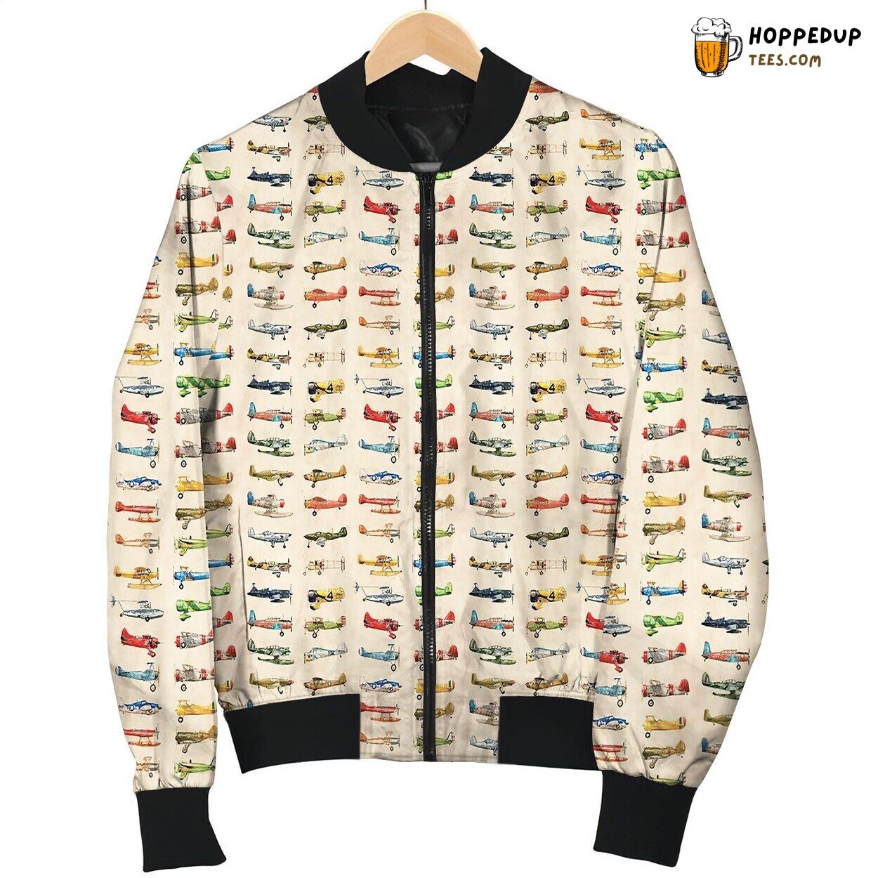 Antiqued Planes Approximately Cm Bomber Jacket