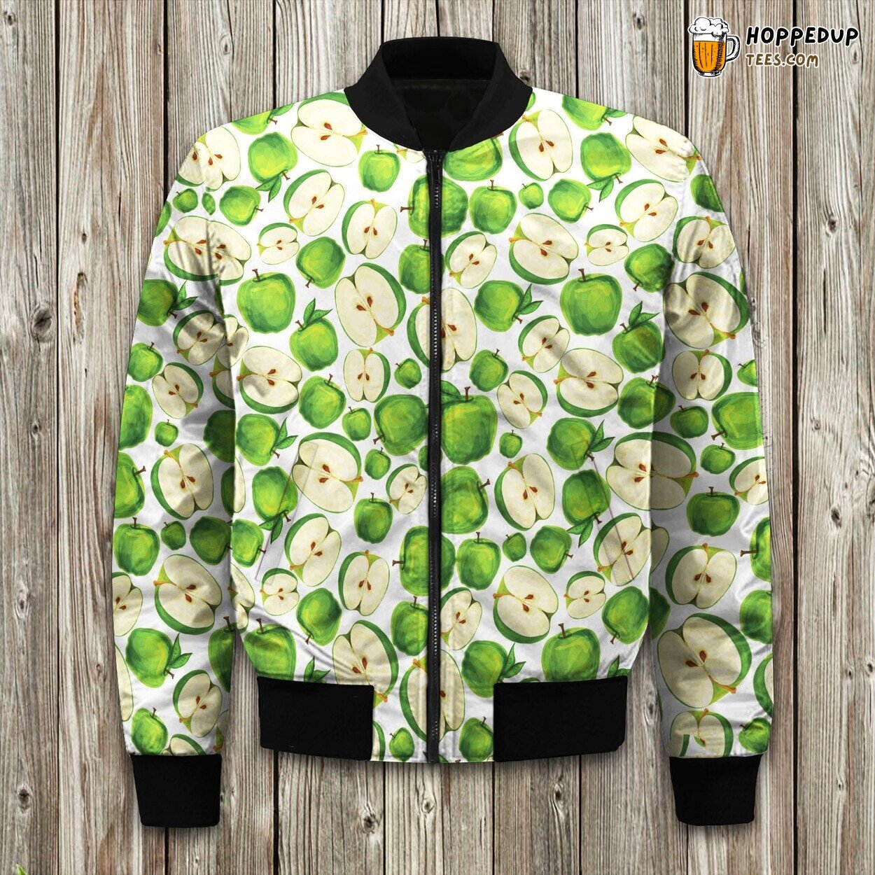 Apple Green Pattern Bomber Jacket