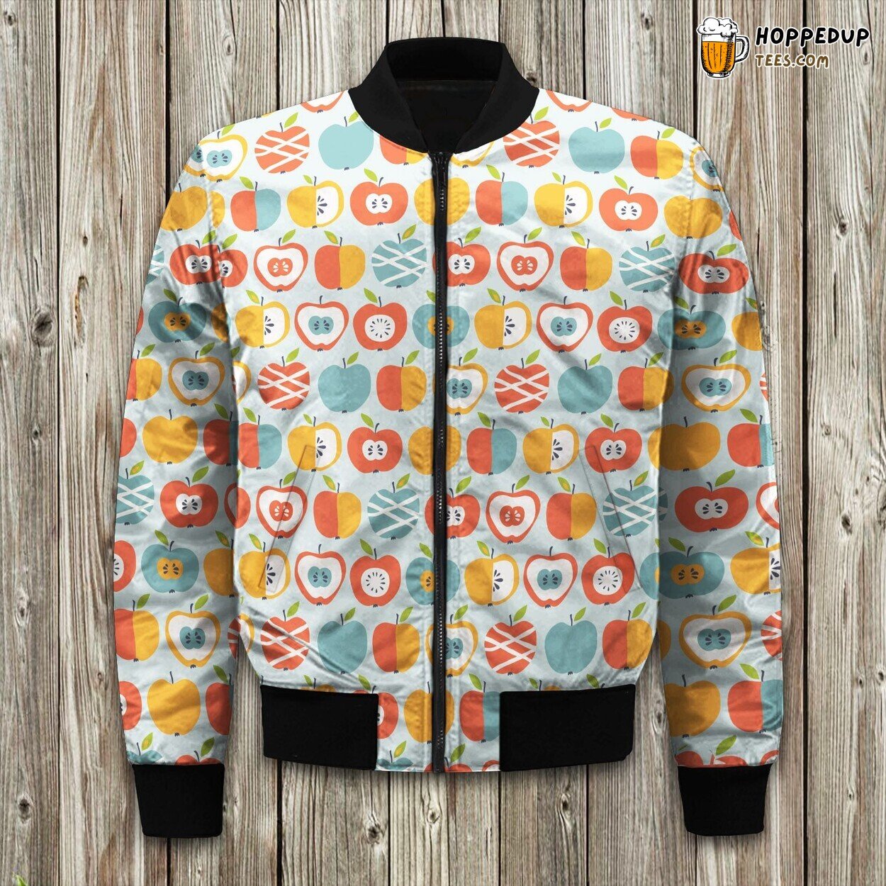 Apple Red Pattern Bomber Jacket