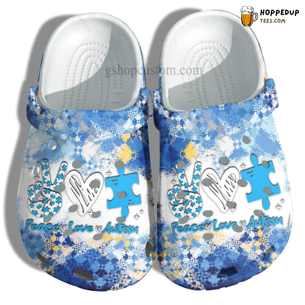 April Wear Blue Peace Love Autism Awareness Comfortable Clogs Shoes