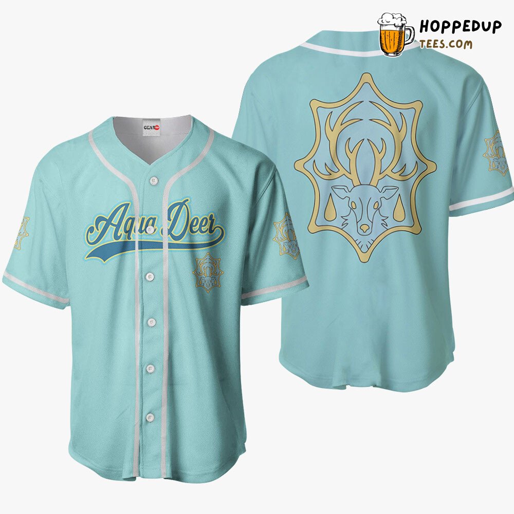Aqua Deer Distinctive Anime Baseball Jersey Shirt Unique Design