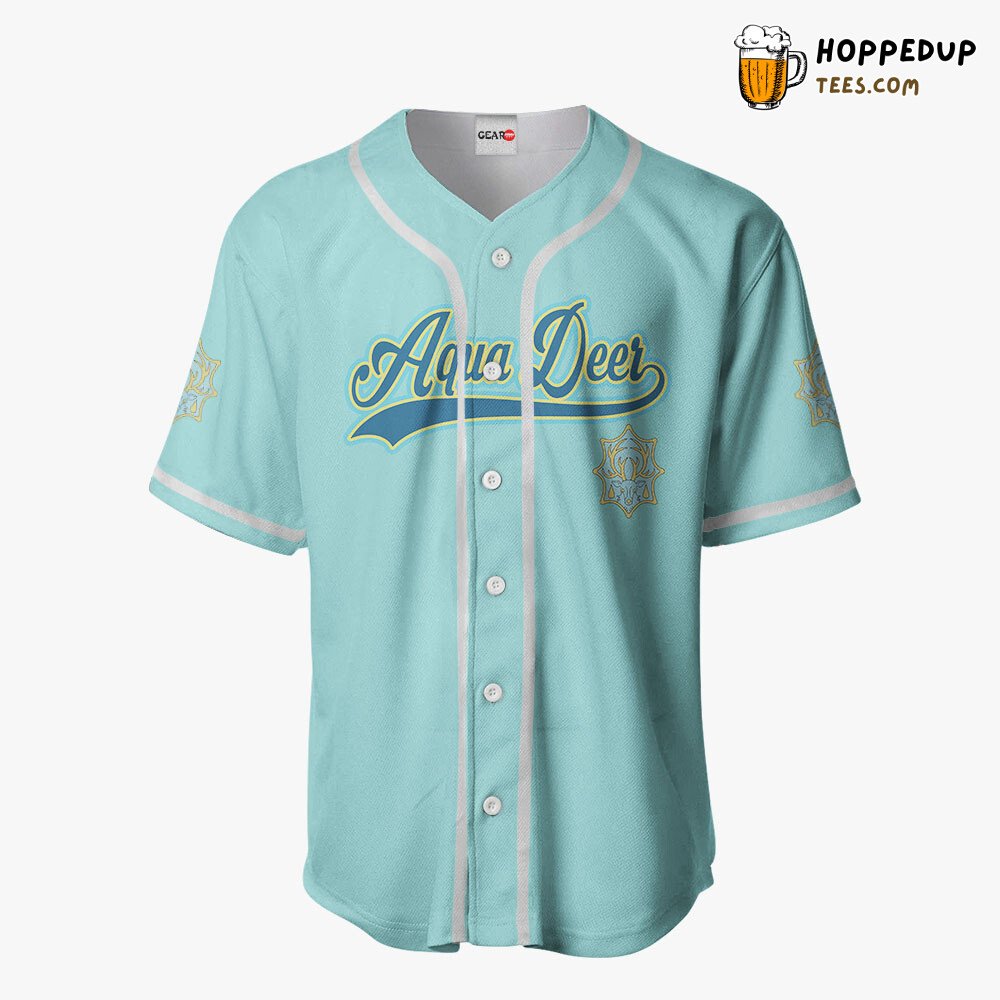 Aqua Deer Distinctive Anime Baseball Jersey Shirt Unique Design