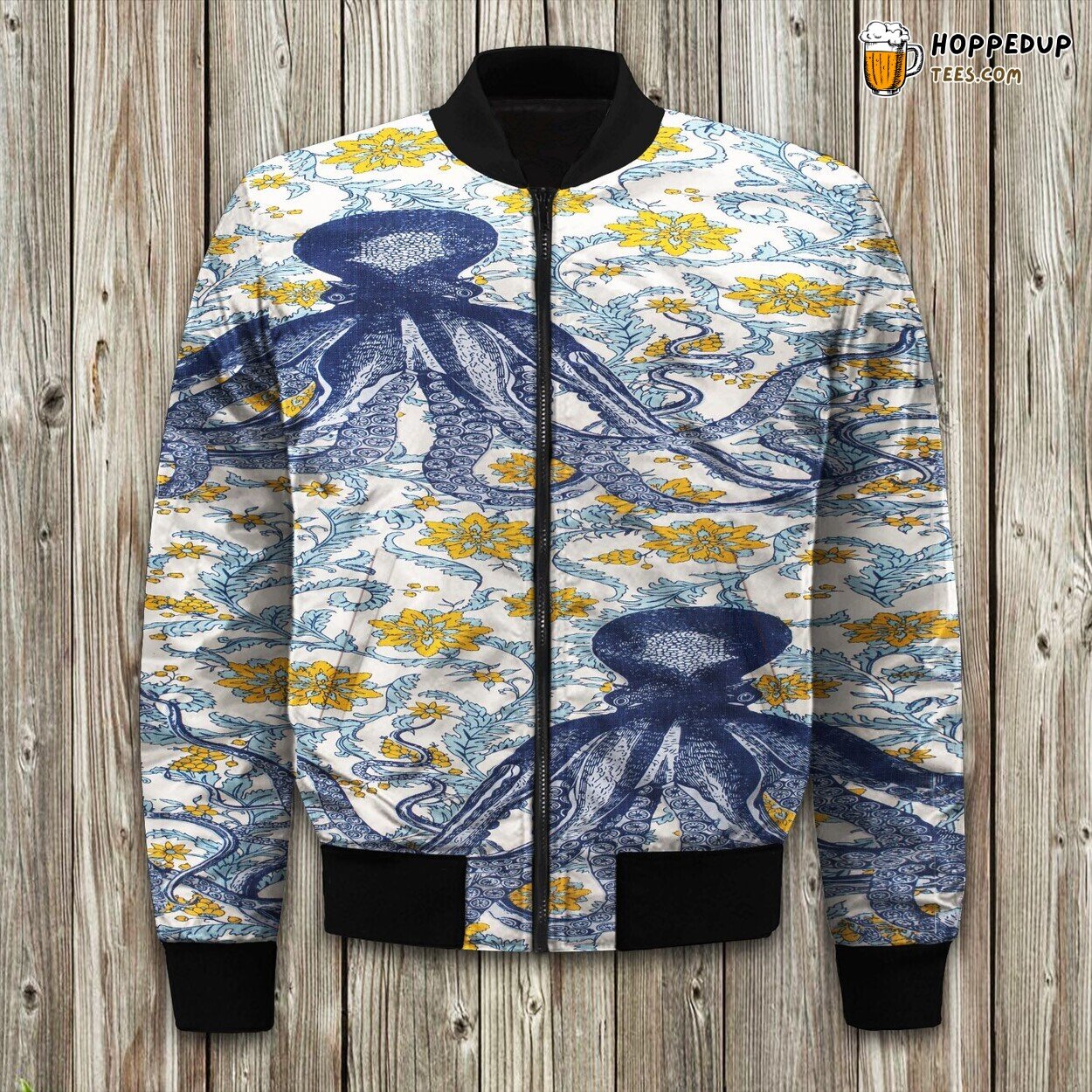 Aquatic Beauty Octopus Usso Winter Bomber Jacket Deep Sea Elegance