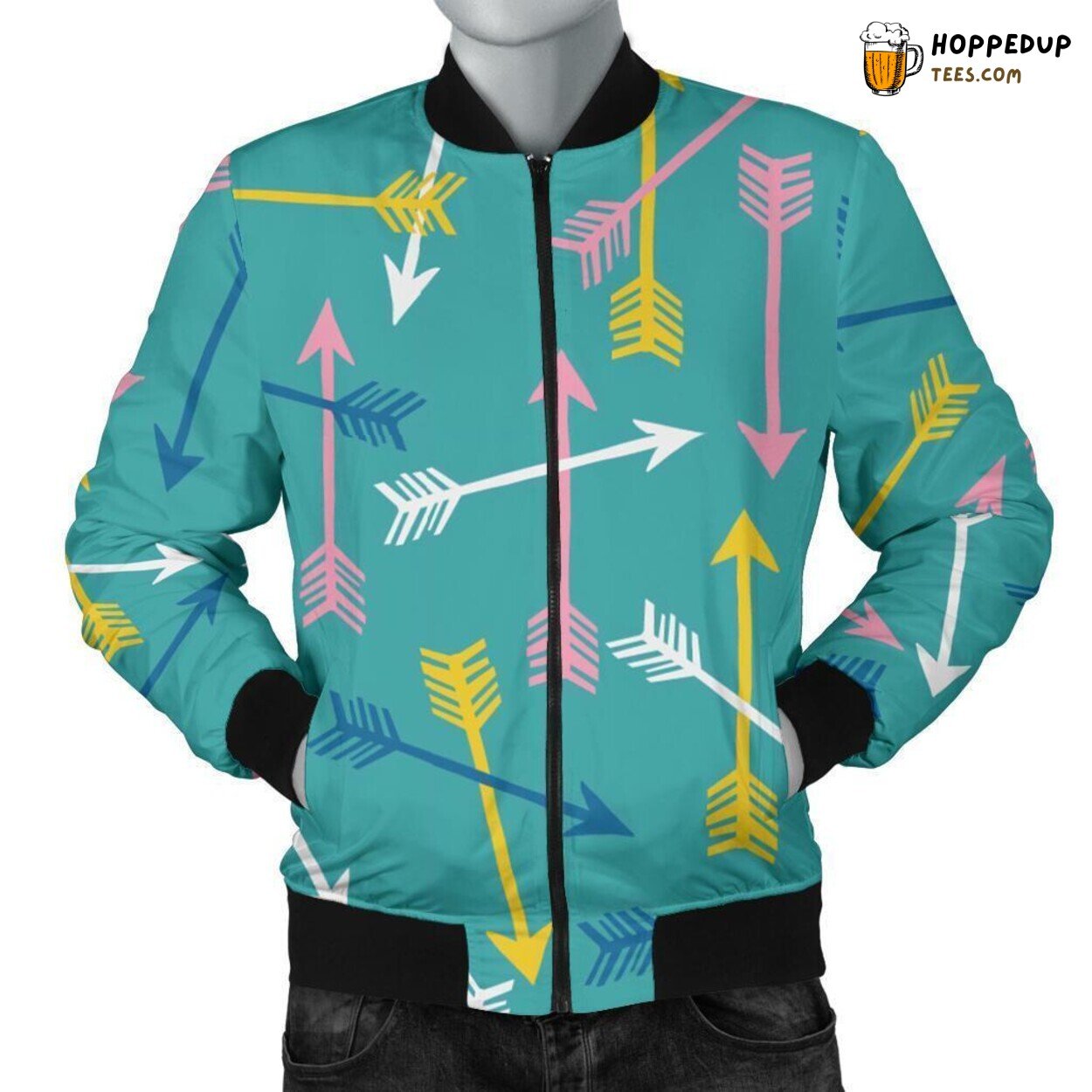 Archery Pattern Print on a Men’s Stylish Bomber Jacket