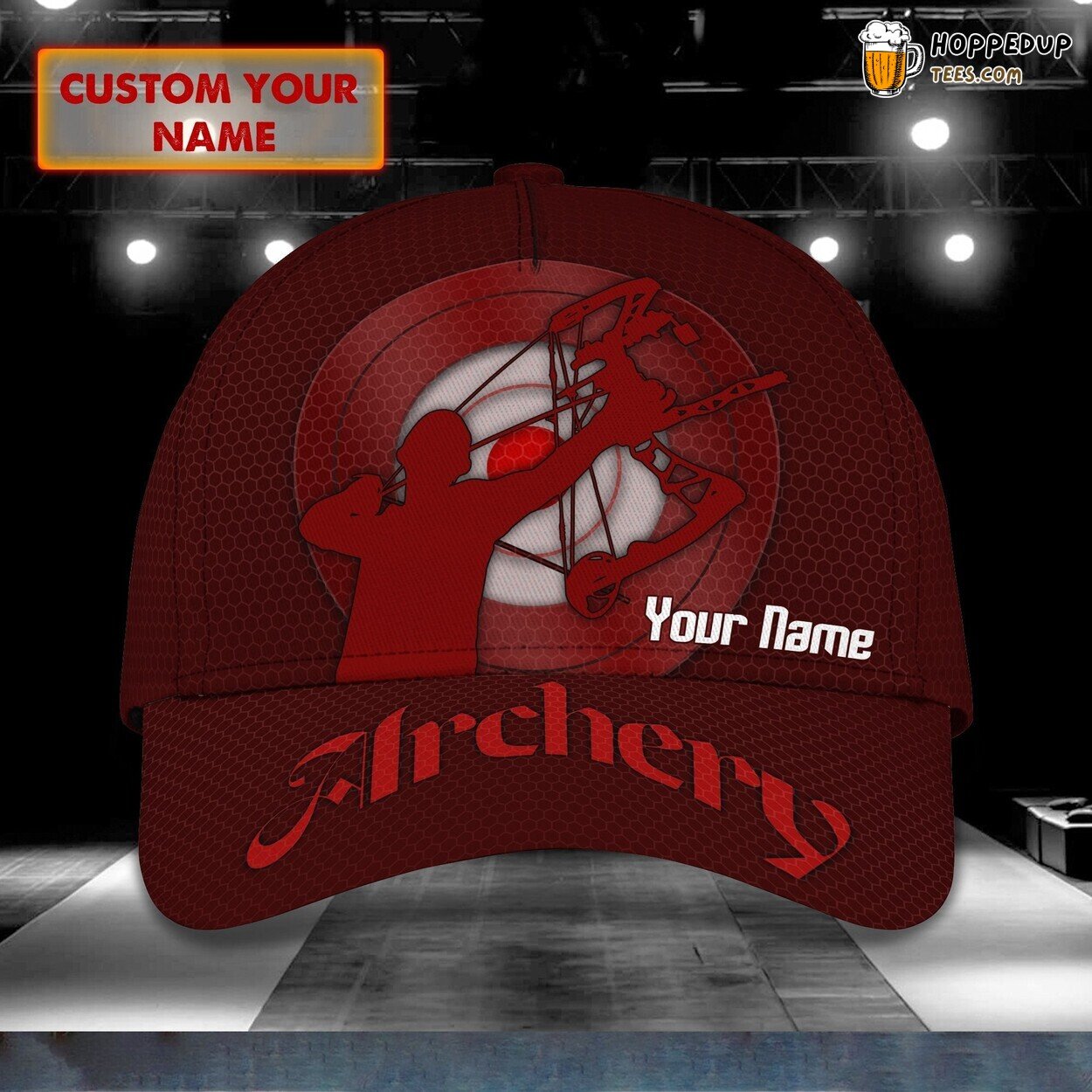 Archery Red Classic 3D Cap Personalized Name Unique Premium Design Edition