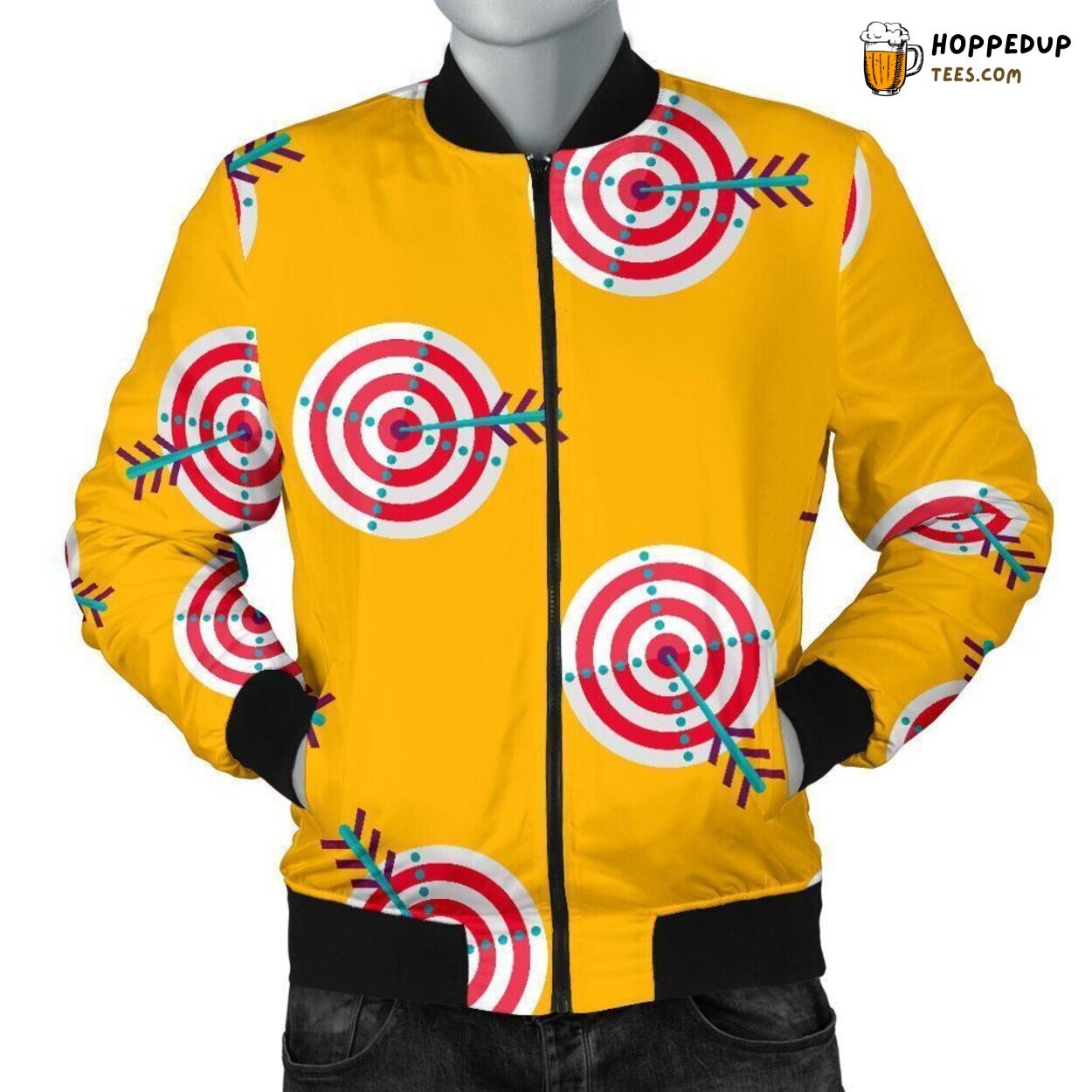 Archery Targets Pattern Print Men’s Unique Bomber Jacket