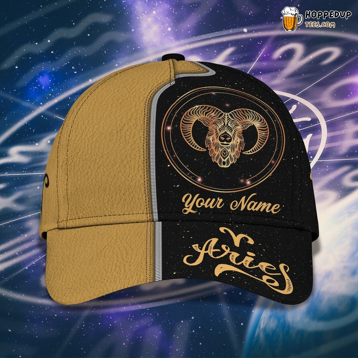 Aries Theme 3D Classic Cap Personalized Name Premium Elegant Exclusive Design Aries Theme 3D Classic Cap Personalized Name Premium Elegant Exclusive Design