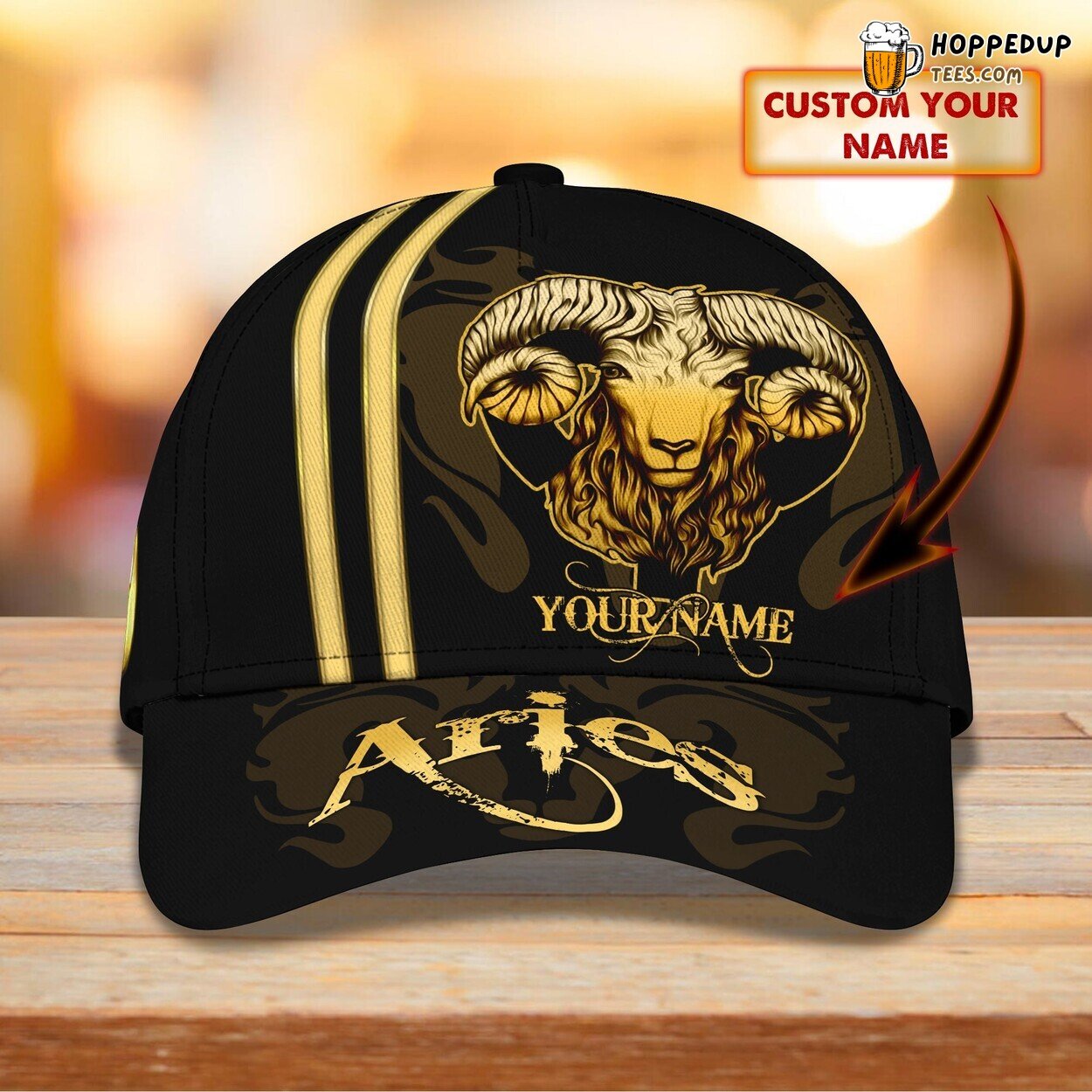 Aries Zodiac 3D Classic Cap Personalized Name Unique Elegant Premium Design