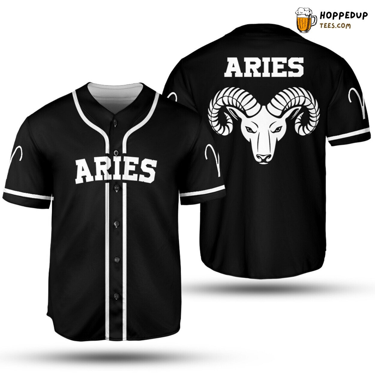 Aries Zodiac Bold 3D Effect Baseball Tee Jersey Astro Strength Design