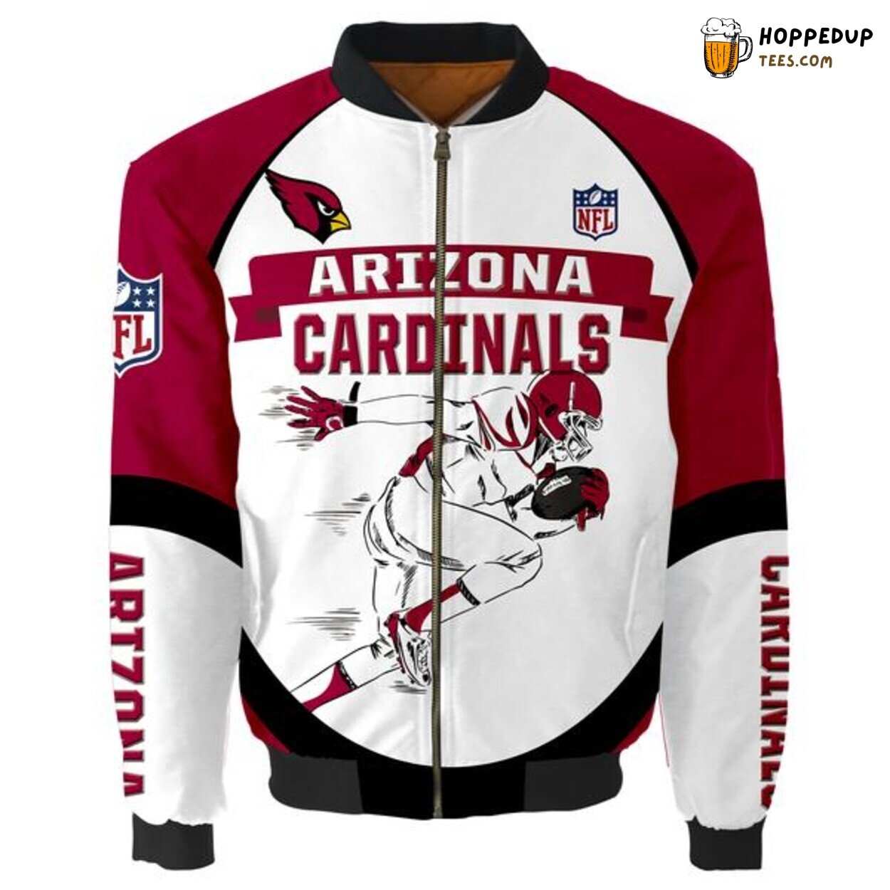 Arizona Cardinals Bomber Jacket Player Running Graphic Design