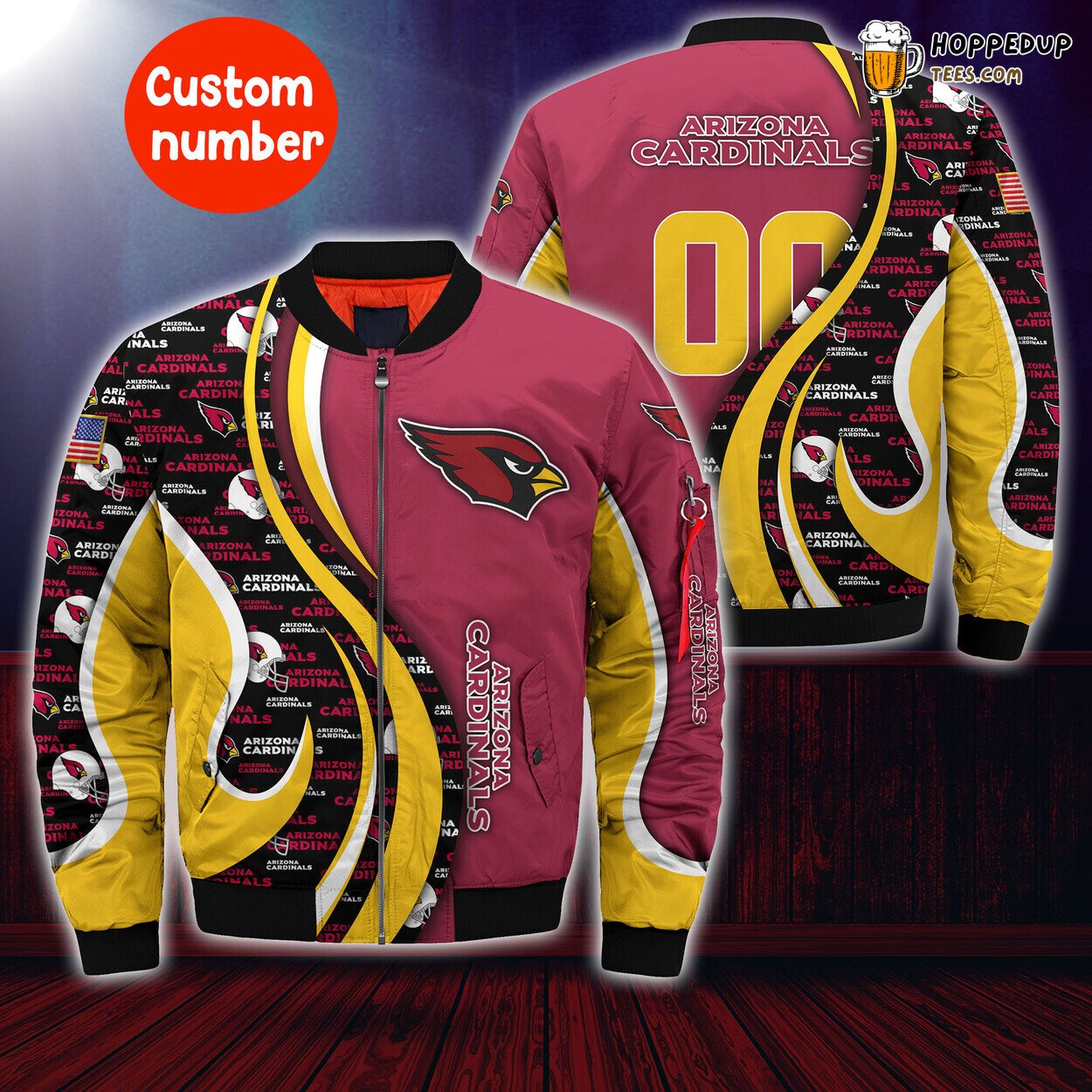 Arizona Cardinals Custom Number NFL Bomber Jacket