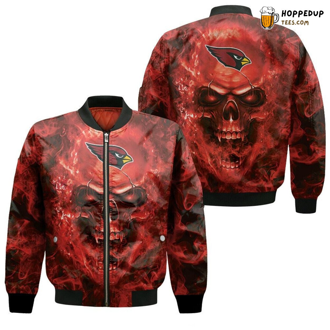 Arizona Cardinals Nfl Fanatic Skull Super Bowl Premium Bomber Jacket