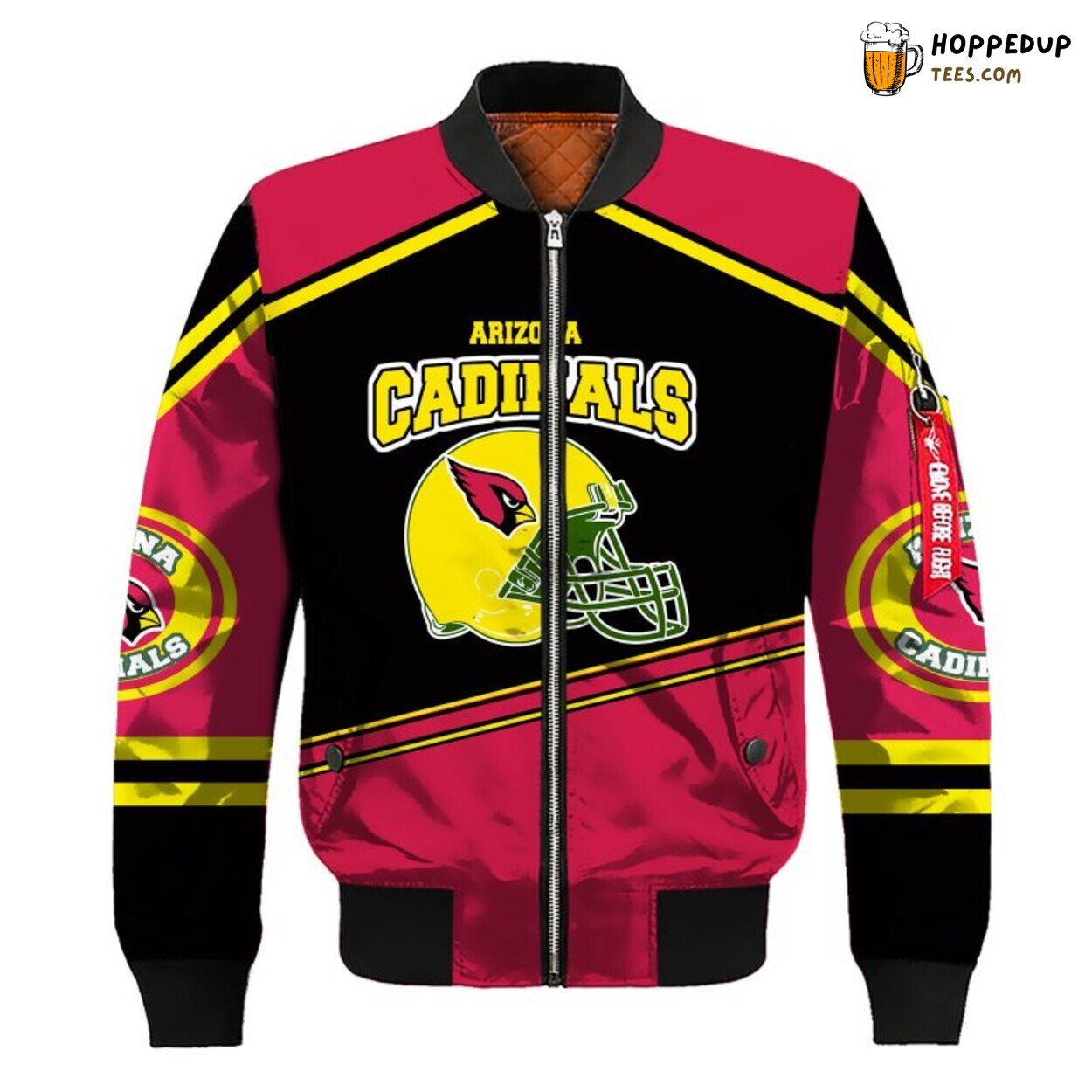 Arizona Cardinals NFL Skull Bomber Jacket Red Black Finish Arizona Cardinals NFL Skull Bomber Jacket Red Black Finish