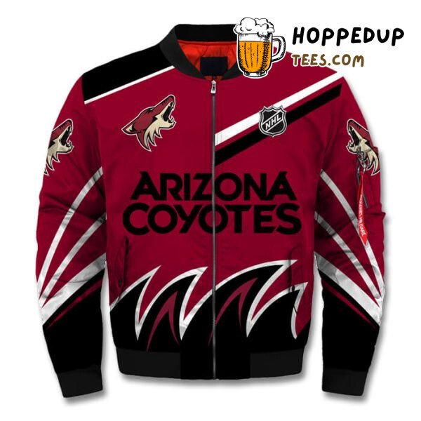Arizona Coyotes NHL Printful Red Artistic Bomber Jacket Fit