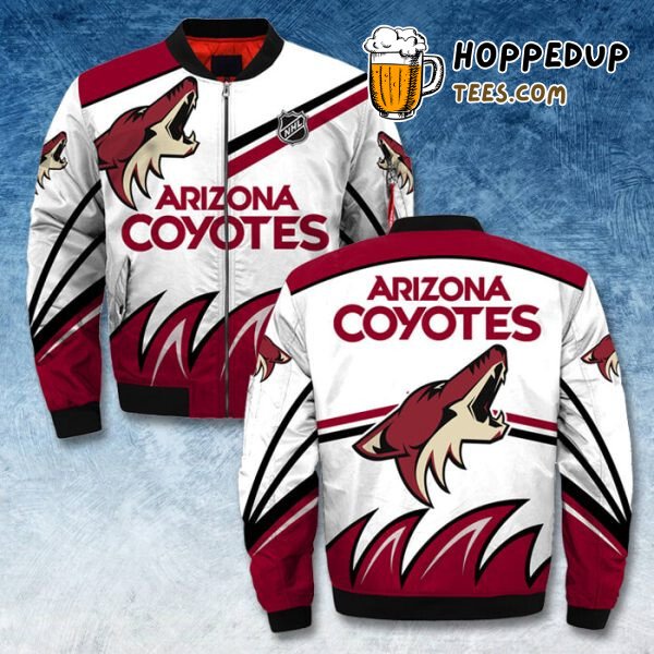 Arizona Coyotes NHL Printful White Unique Bomber Jacket Series