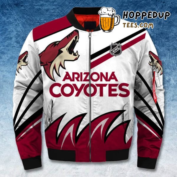 Arizona Coyotes NHL Printful White Unique Bomber Jacket Series