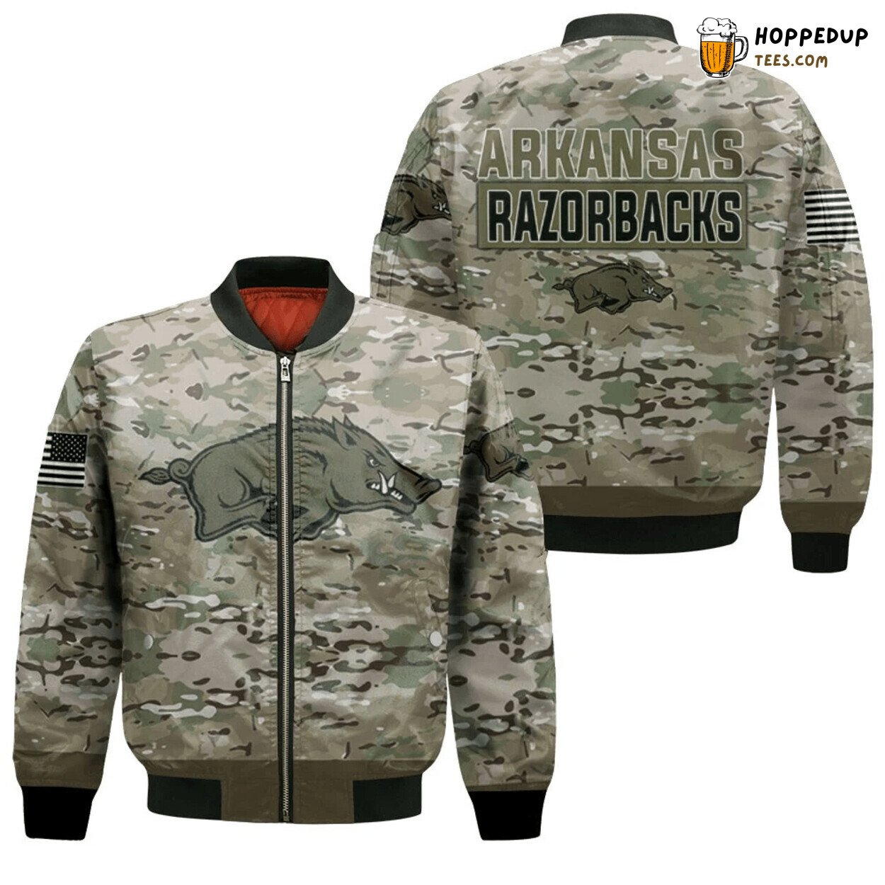 Arkansas Razorbacks Camo Print NCAA Unique Bomber Jacket Design