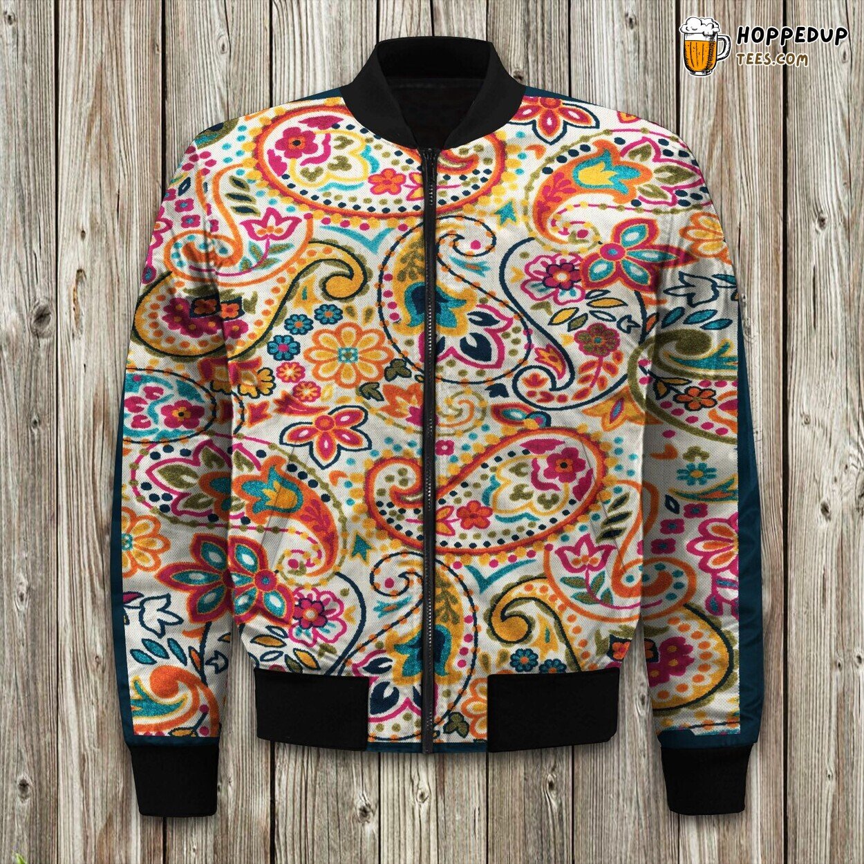 Arleen Paisley Pattern Winter Bomber Jacket Bohemian Elegance Fashion