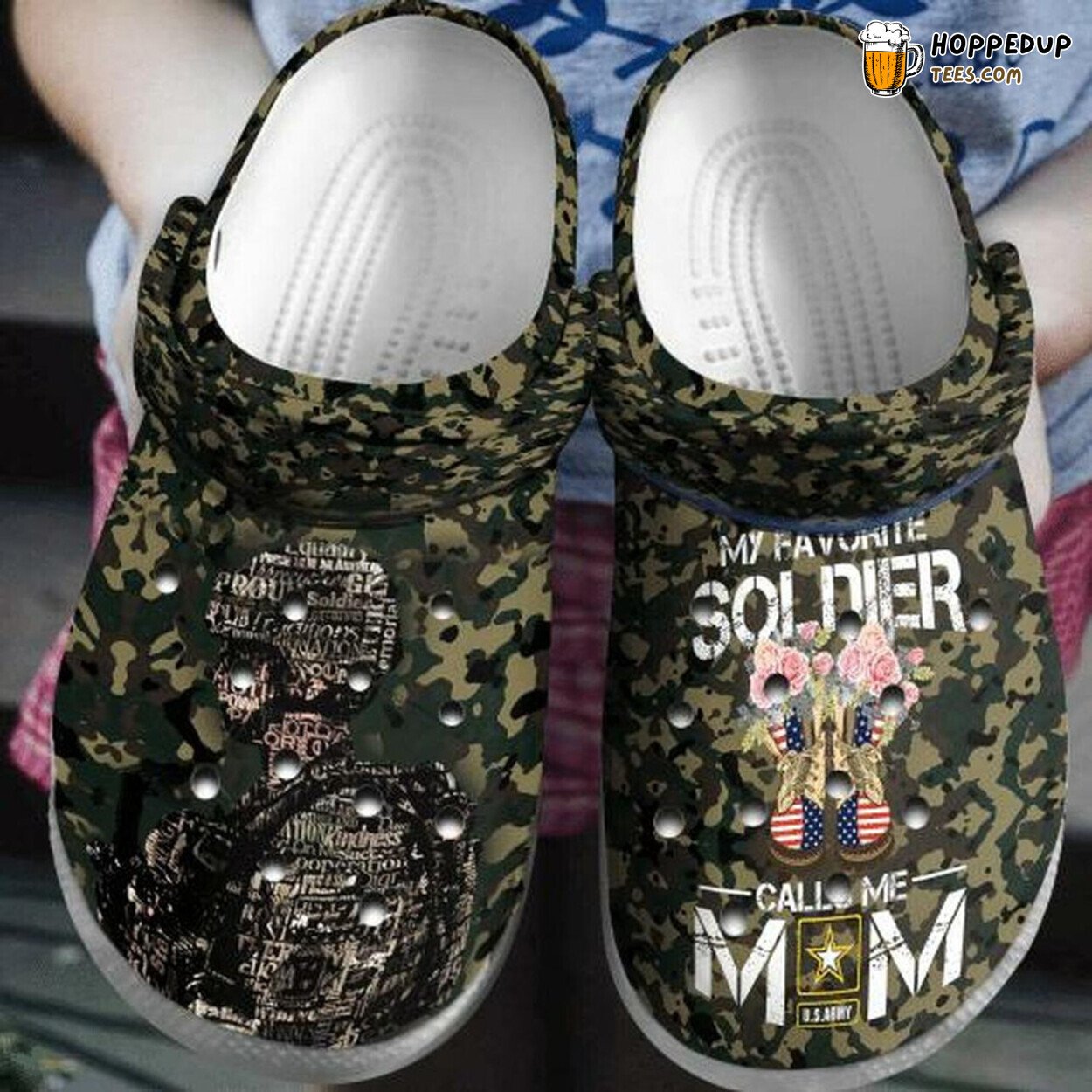 Army Camo Favorite Soldier Mom Comfortable Water Rubber Clogs