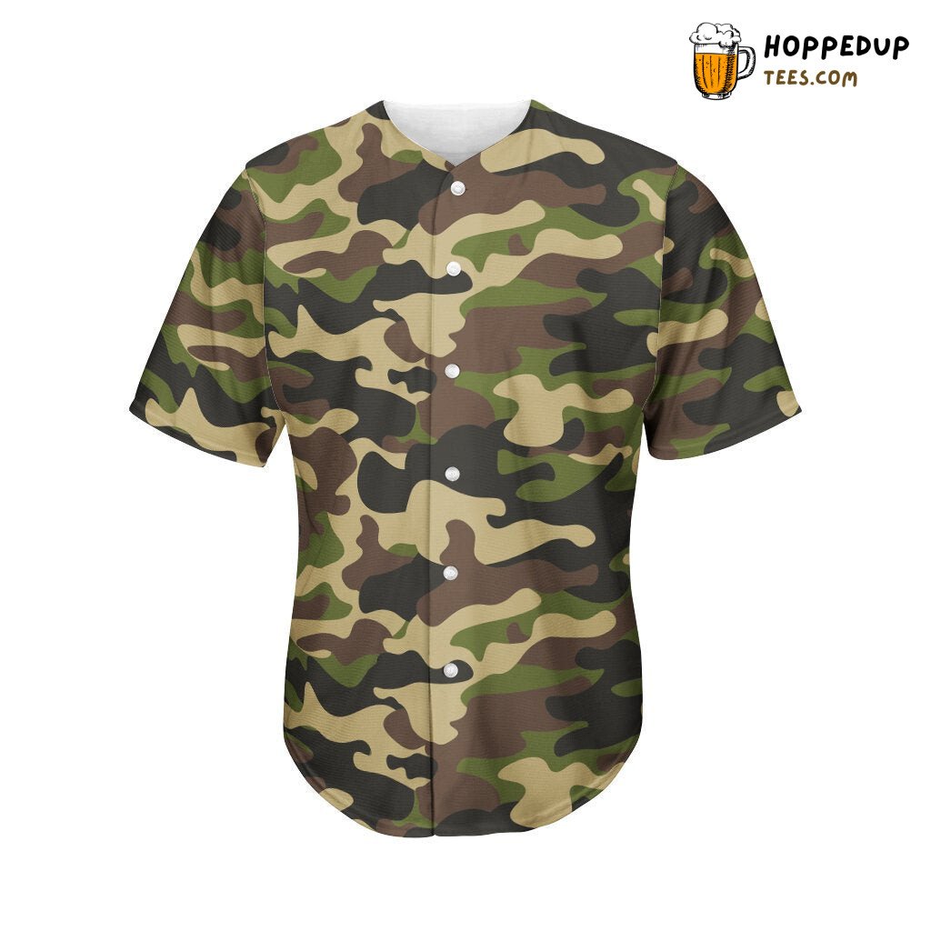 Army Green Camouflage Baseball Tee Jersey Shirts 3D