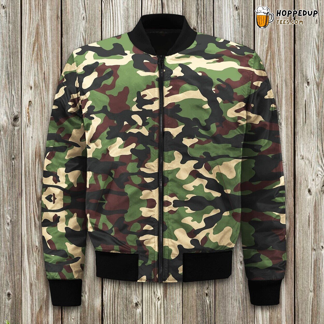 Army Green Camouflage Winter Bomber Jacket Fashion Statement
